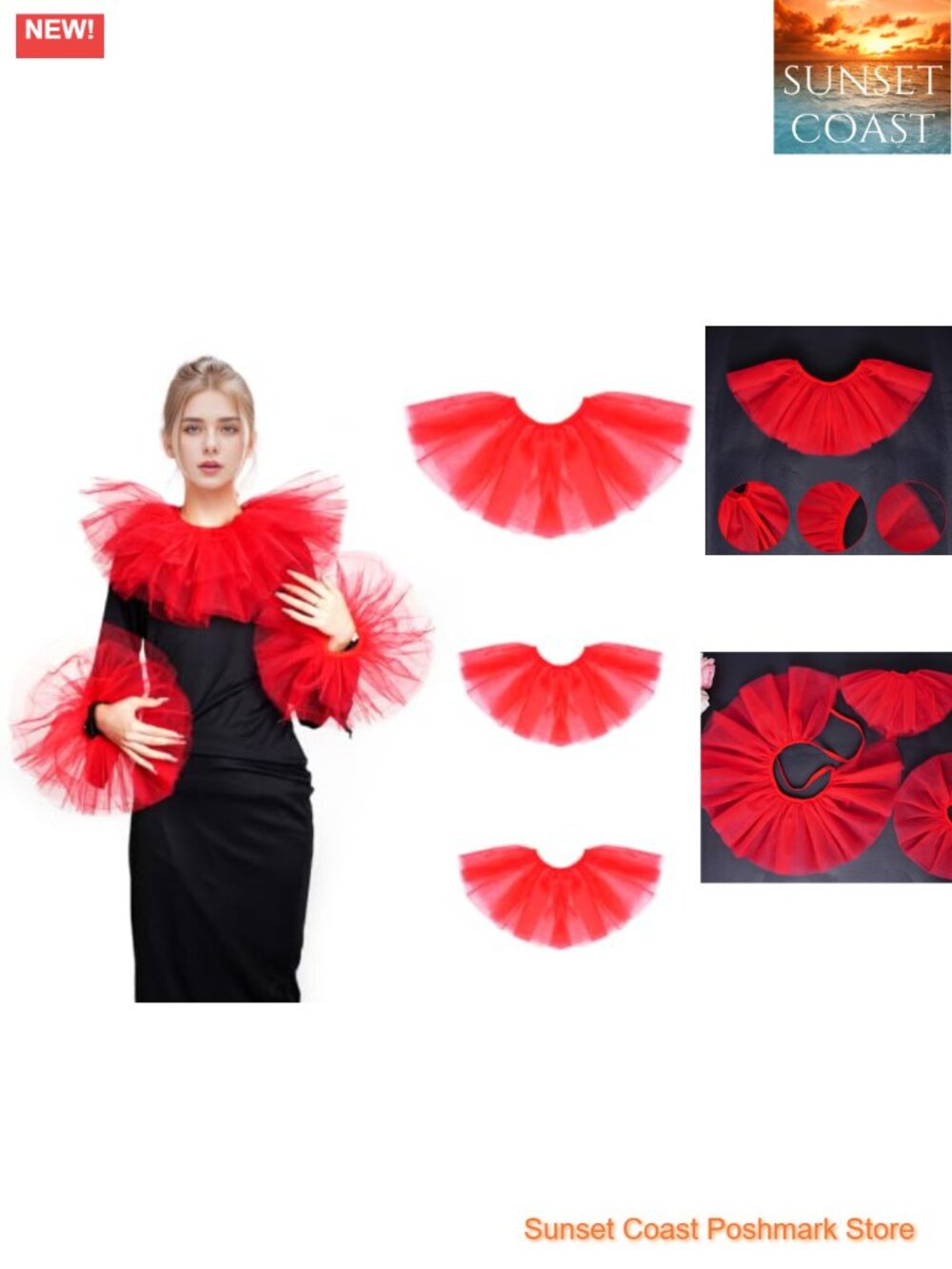 Clown Ruffle Collar and Cuffs Set Polyester Renaissance Cosplay